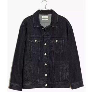 Madewell Classic Denim Jacket Plus 1X Black Cotton Lunar Wash Jean Jacket